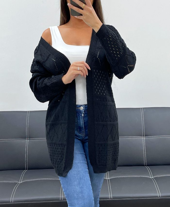 Gilet Ajouré Coton léger noir