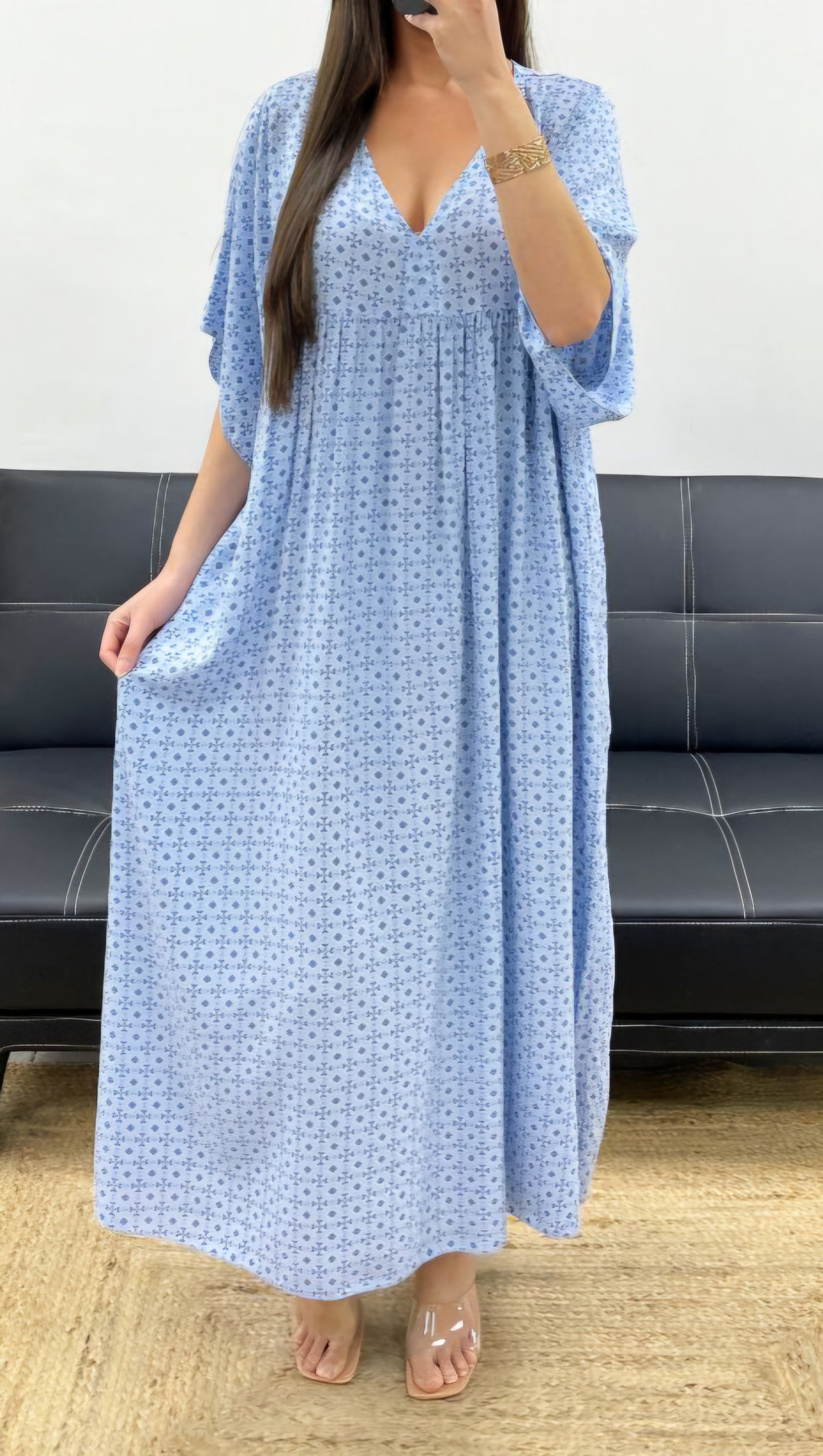 Robe Longue Curvy Bleu