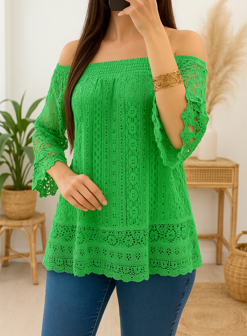 Top dentelle Vert Émeraude