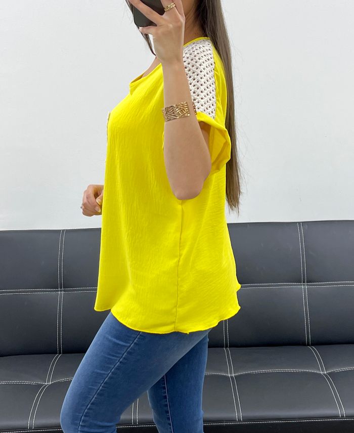 Top Crochet Jaune TU jusqu'au 44
