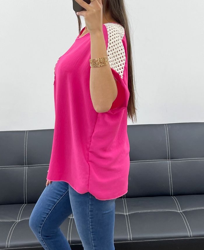 Top Crochet Fushia TU jusqu'au 44