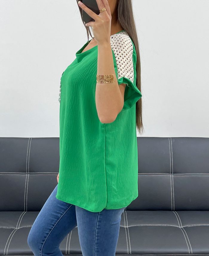Top Crochet Vert TU jusqu'au 44