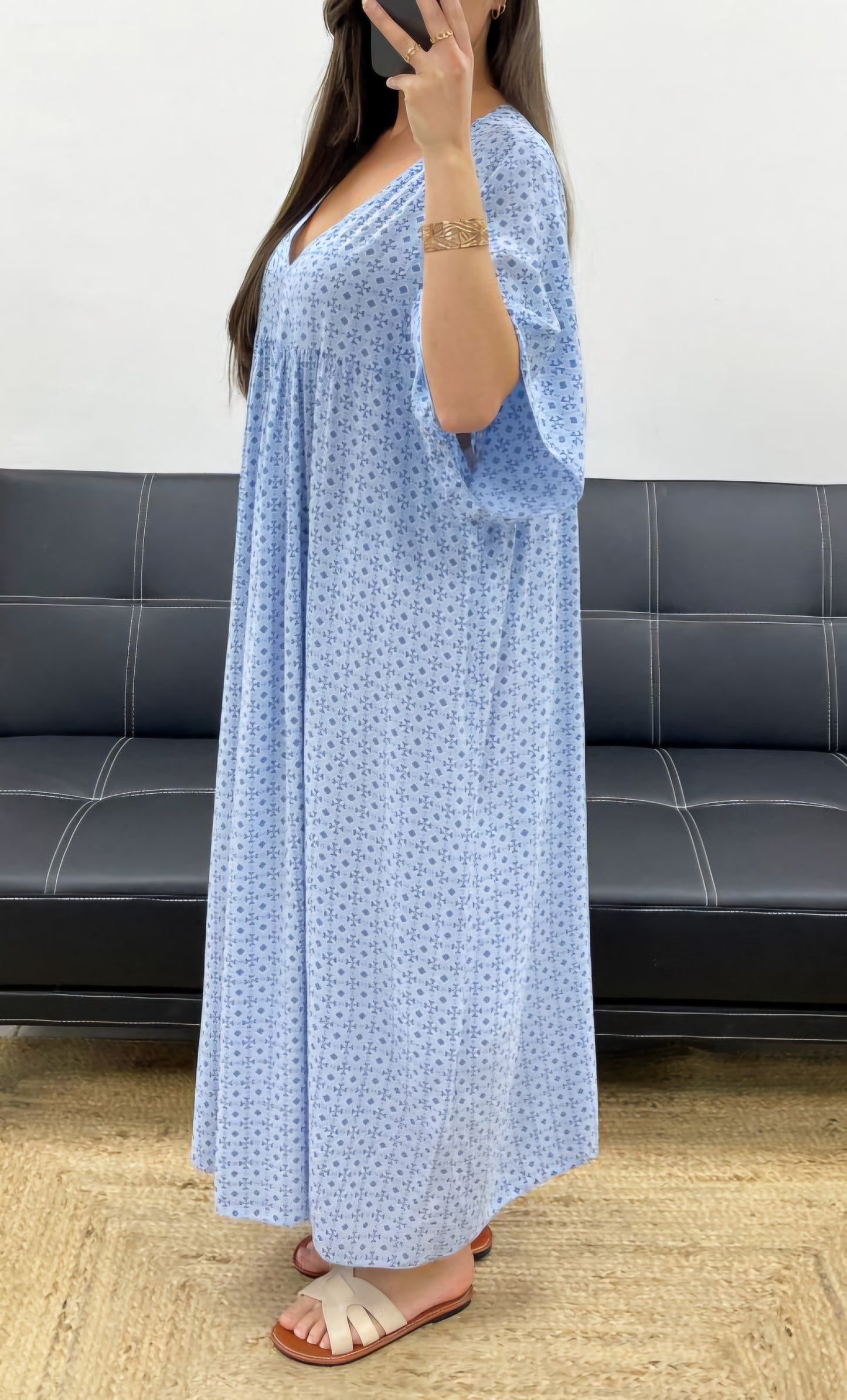 Robe Longue Curvy Bleu