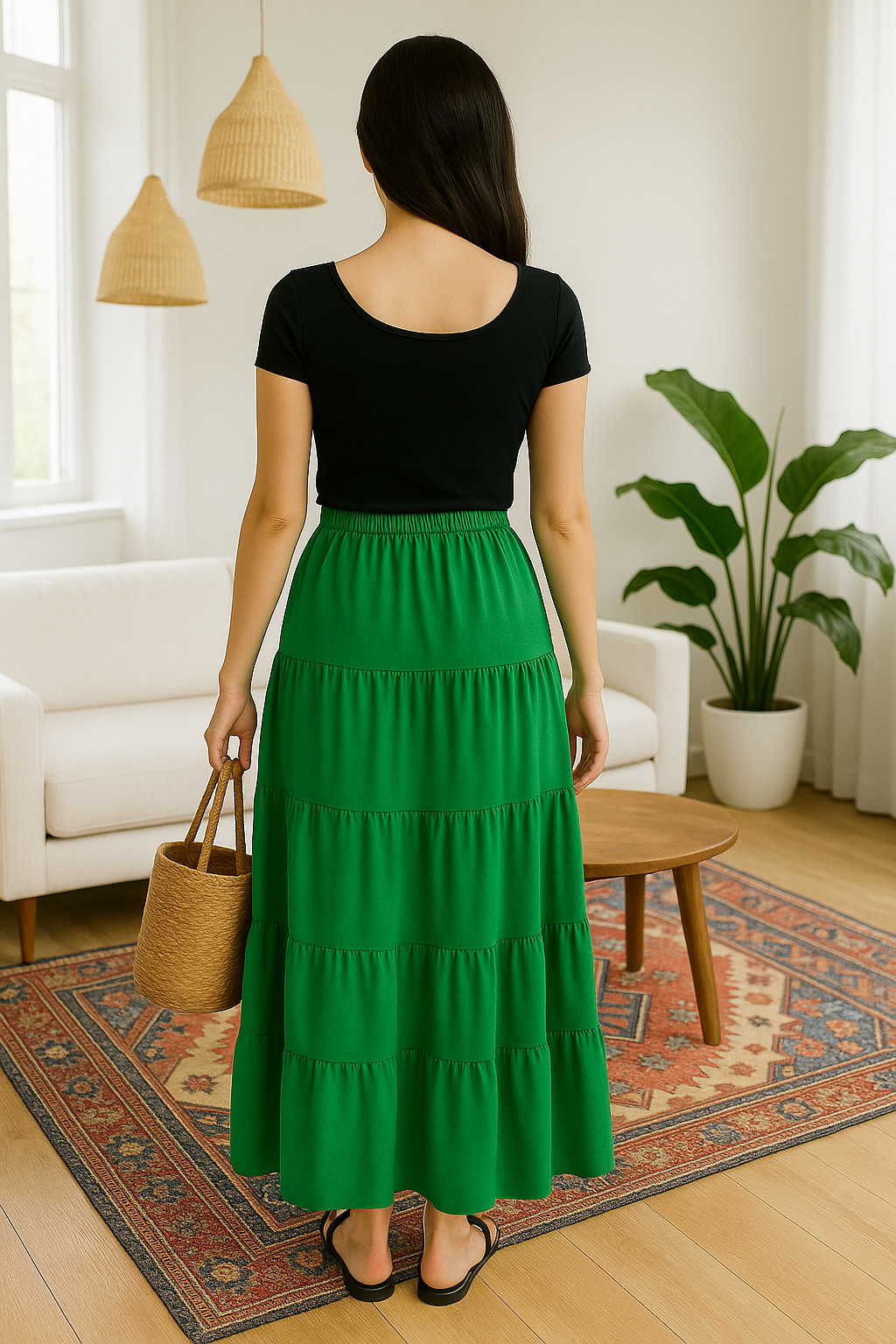 Jupe longue + ceinture Verte