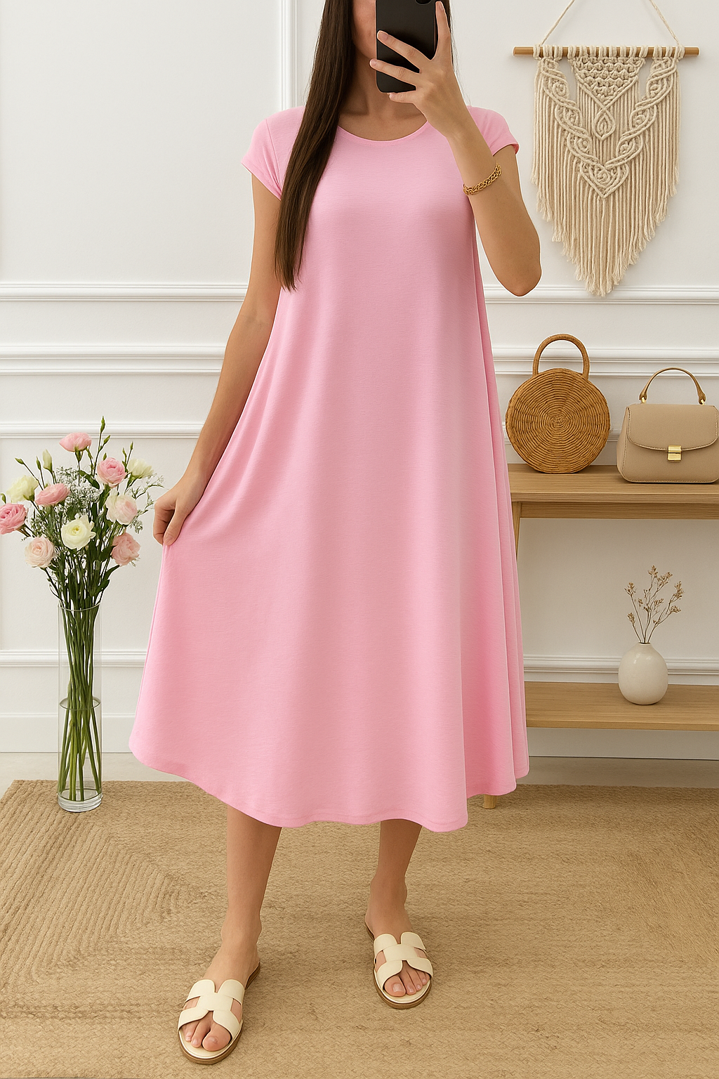Robe Trapèze Rose Pastel