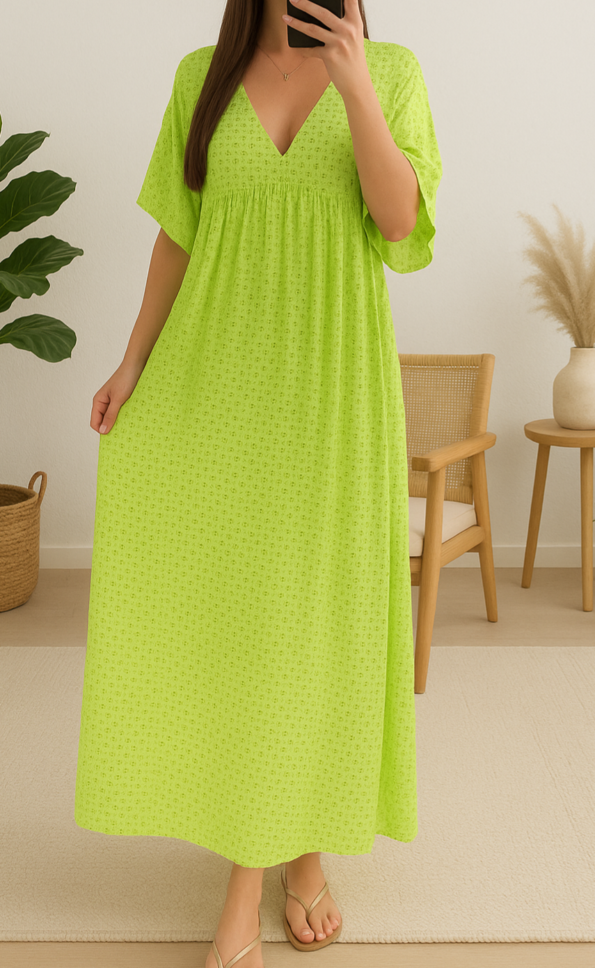 Robe Longue Curvy Vert Anis