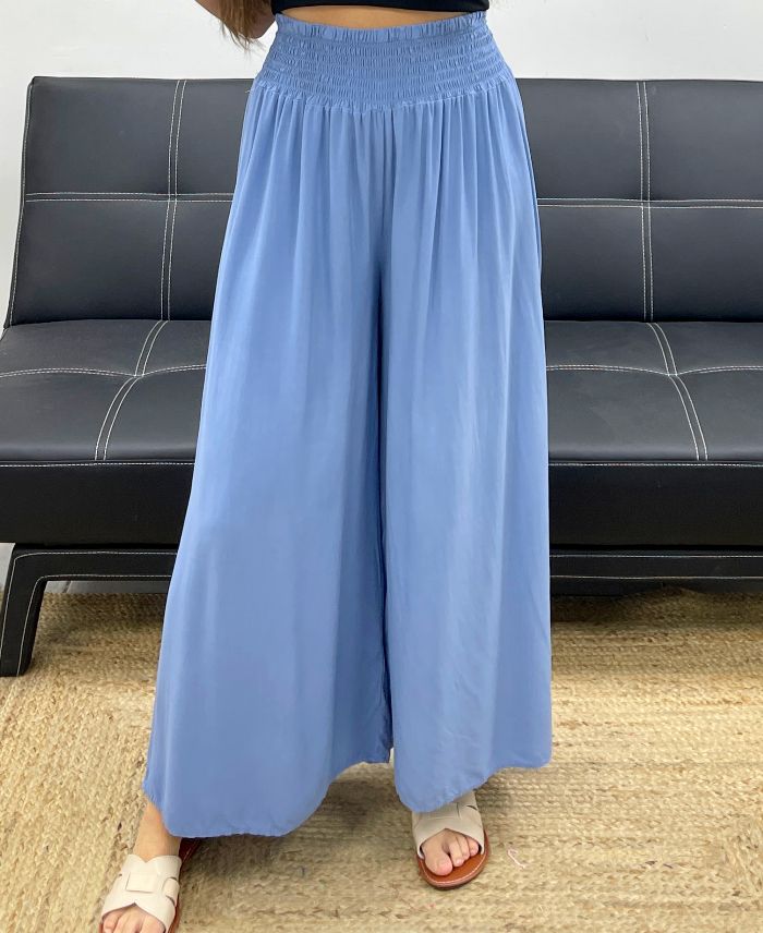 Pantalon Large Fluide Bleu taille jusqu'au 44