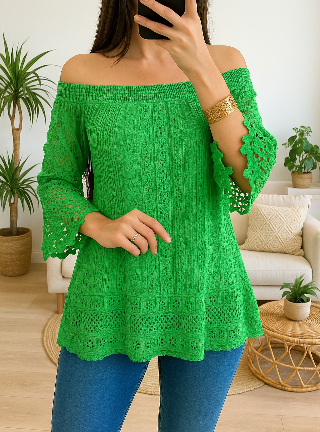 Top dentelle Vert Émeraude