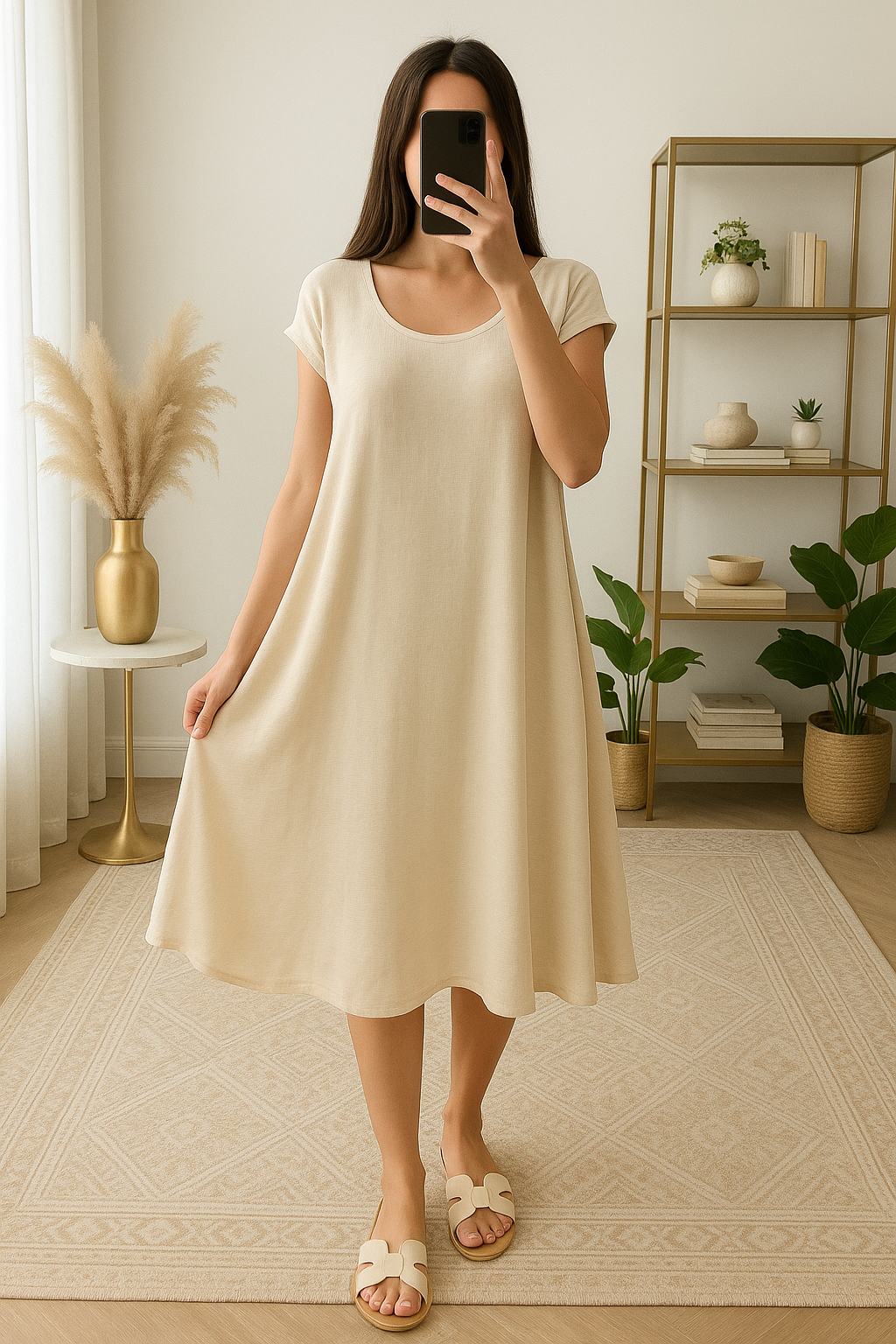 Robe Trapèze Beige