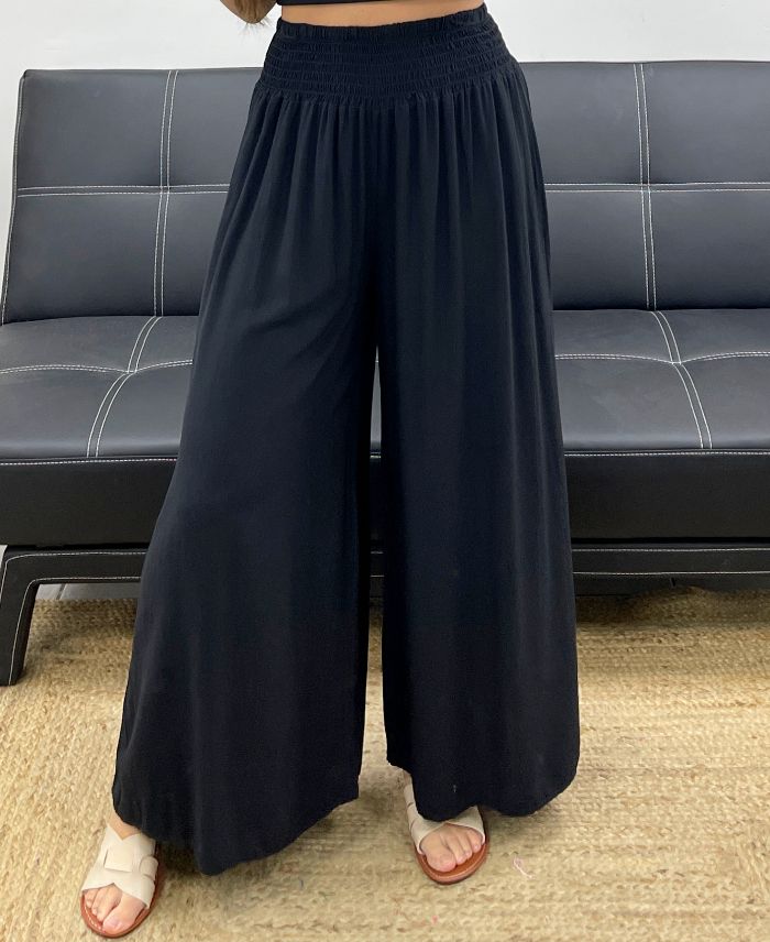 Pantalon Large Fluide Noir taille jusqu'au 44