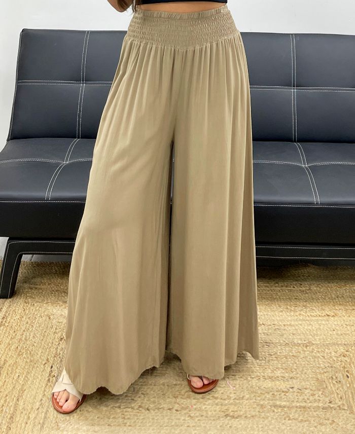 Pantalon Large Fluide Taupe taille jusqu'au 44