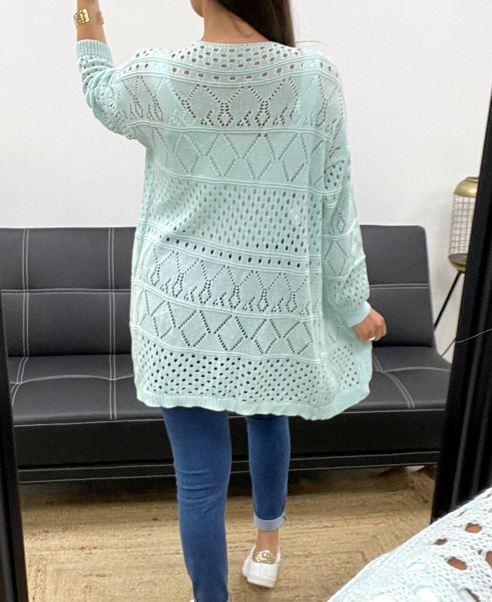 Gilet Ajouré Coton léger Vert Pastel