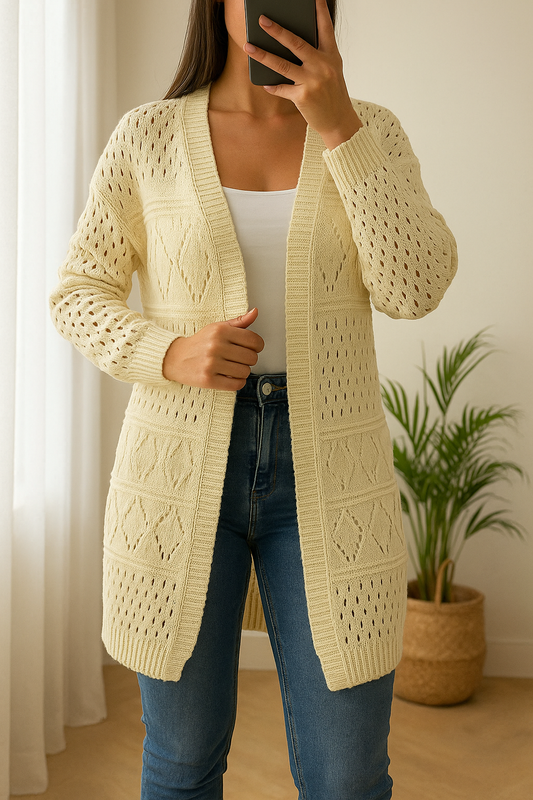 Gilet Ajouré Coton léger Beige