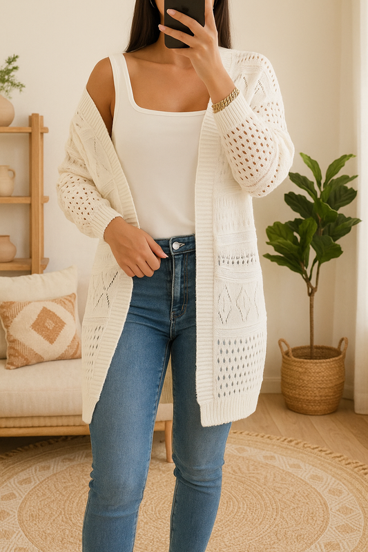 Gilet Ajouré Coton léger Blanc