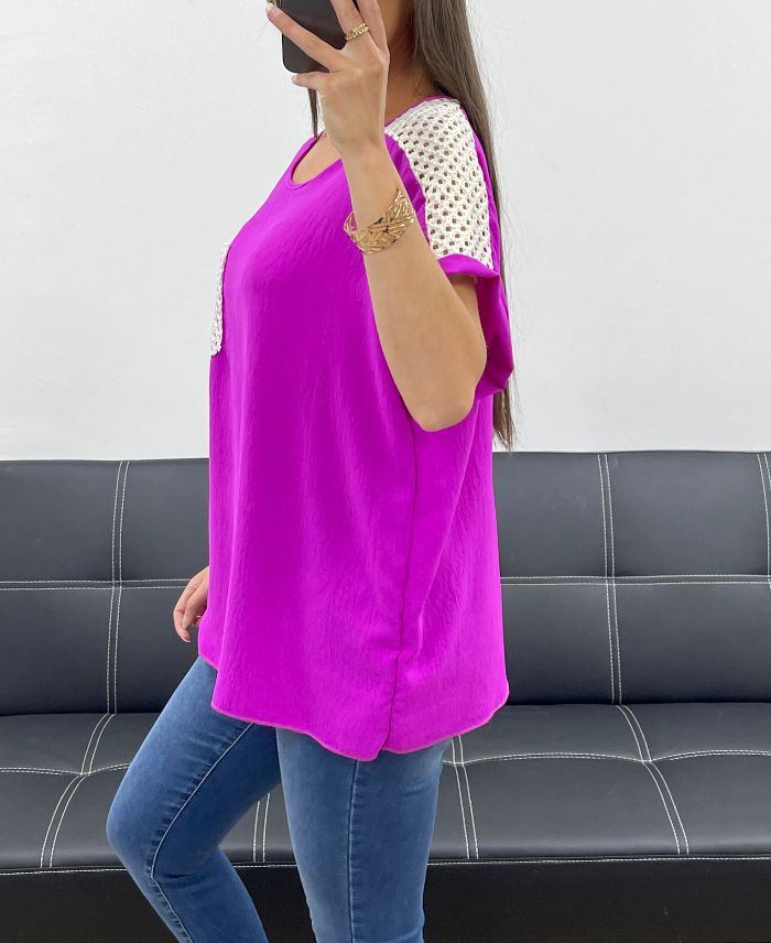 Top Crochet Mauve TU jusqu'au 44