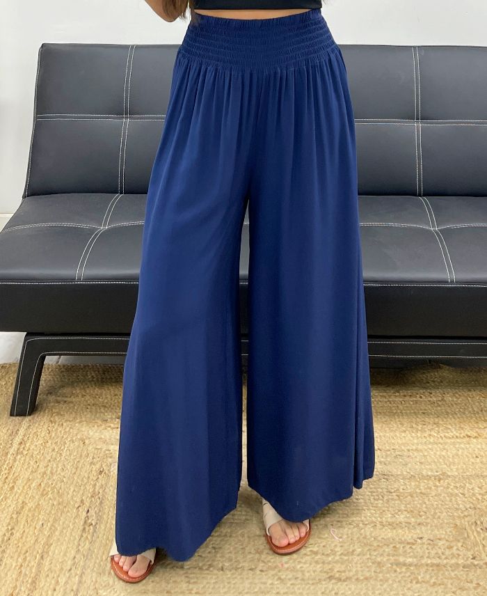 Pantalon Large Fluide Marine taille jusqu'au 44
