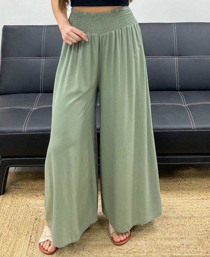 Pantalon Large Fluide Kaki taille jusqu'au 44