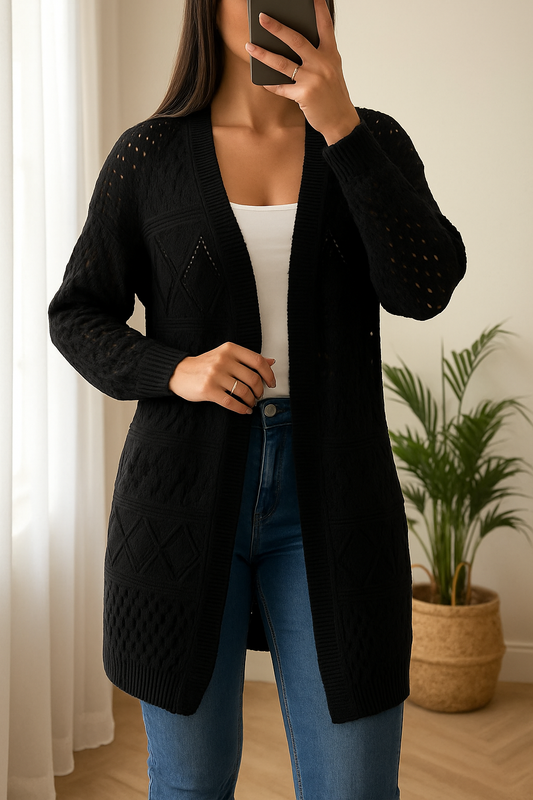 Gilet Ajouré Coton léger noir