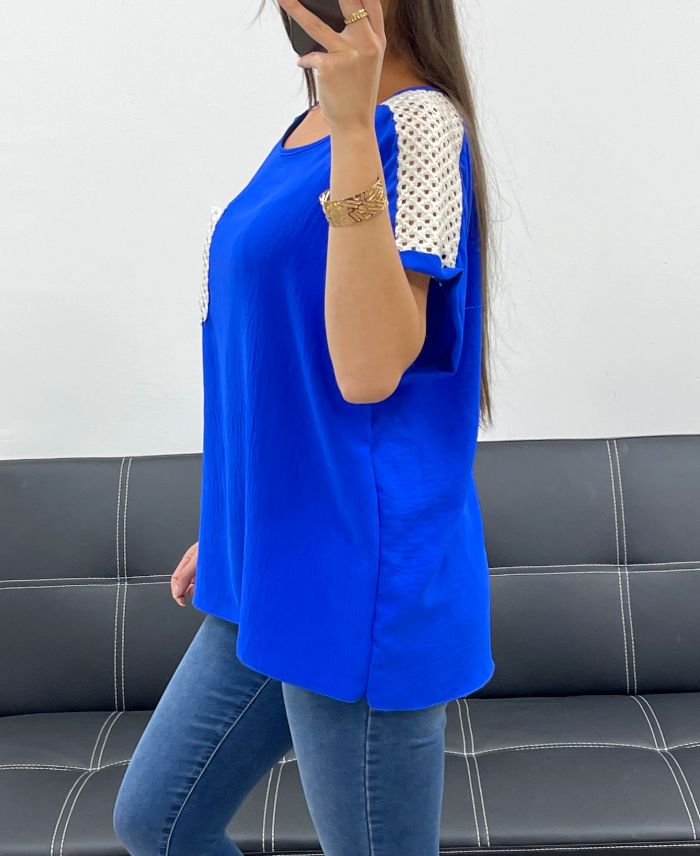 Top Crochet Bleu Royal TU jusqu'au 44