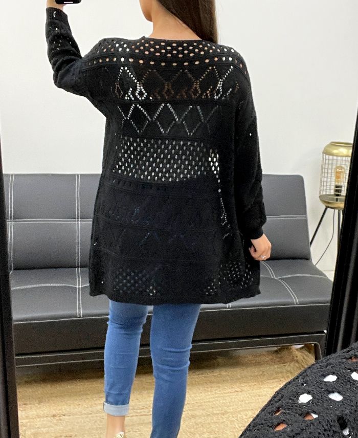 Gilet Ajouré Coton léger noir