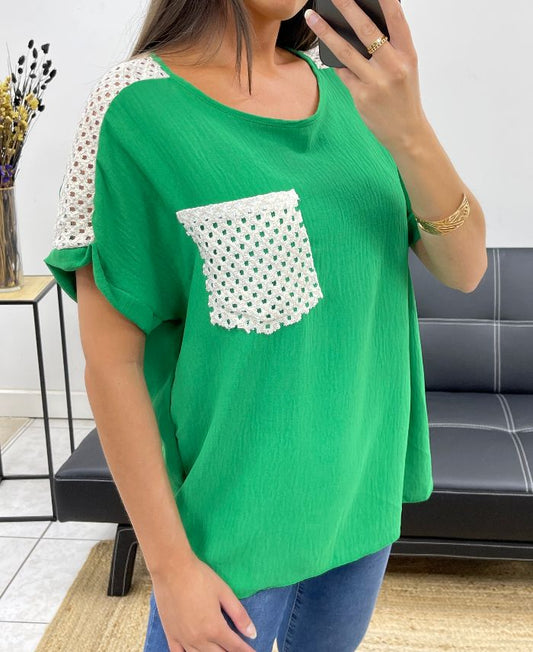 Top Crochet Vert TU jusqu'au 44