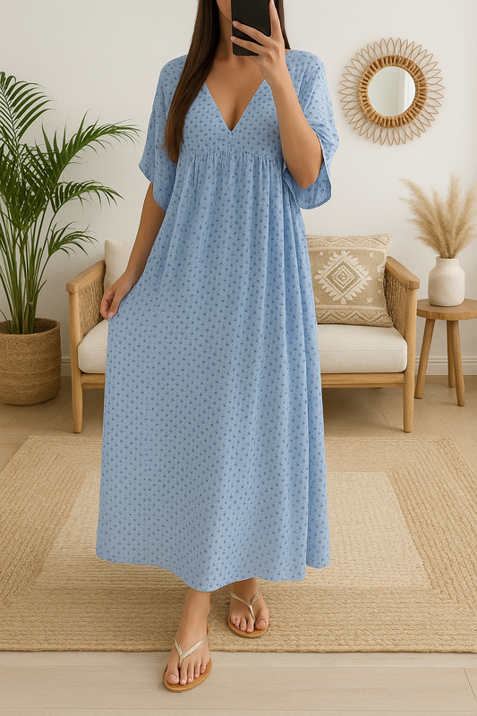 Robe Longue Curvy Bleu