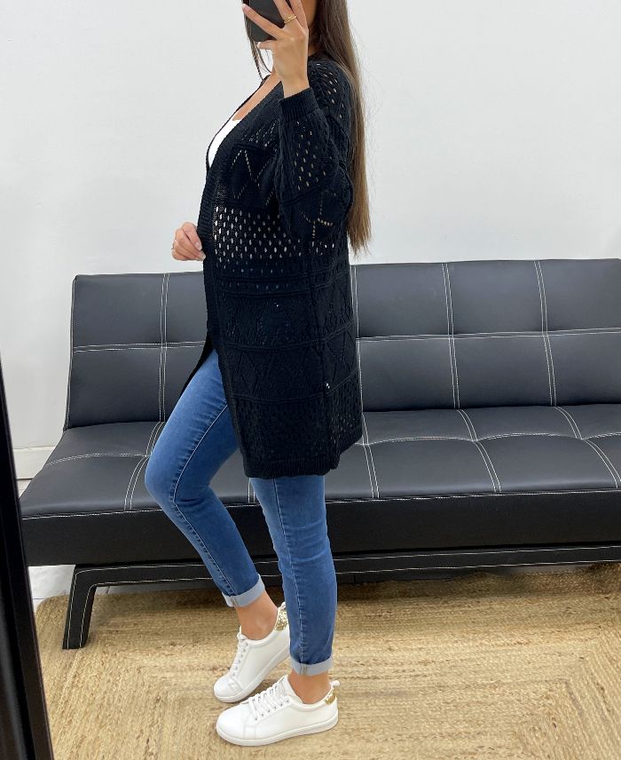 Gilet Ajouré Coton léger noir